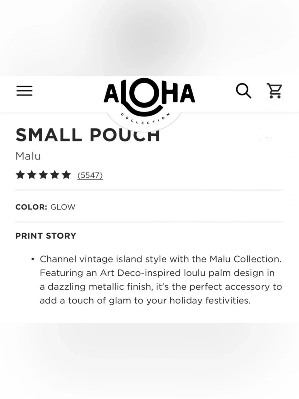ALOHA Collection Small Malu Glow Discontinued Design Pouch